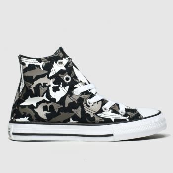 converse black & grey hi shark bite trainers junior converse black & grey hi shark bite trainers junior