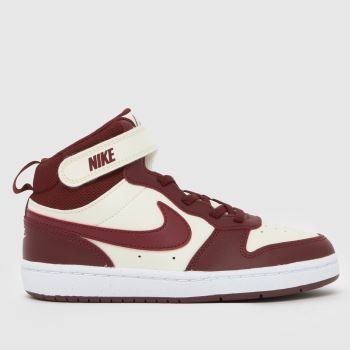 Nike White & Burgundy Court Borough Mid 2 Boys Junior