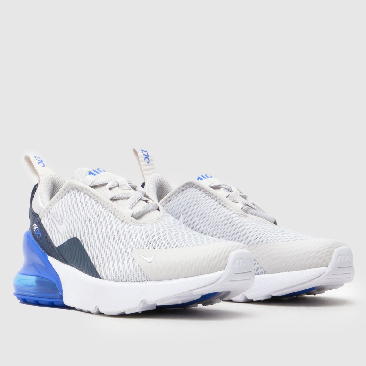 white & blue air max 270 trainers junior