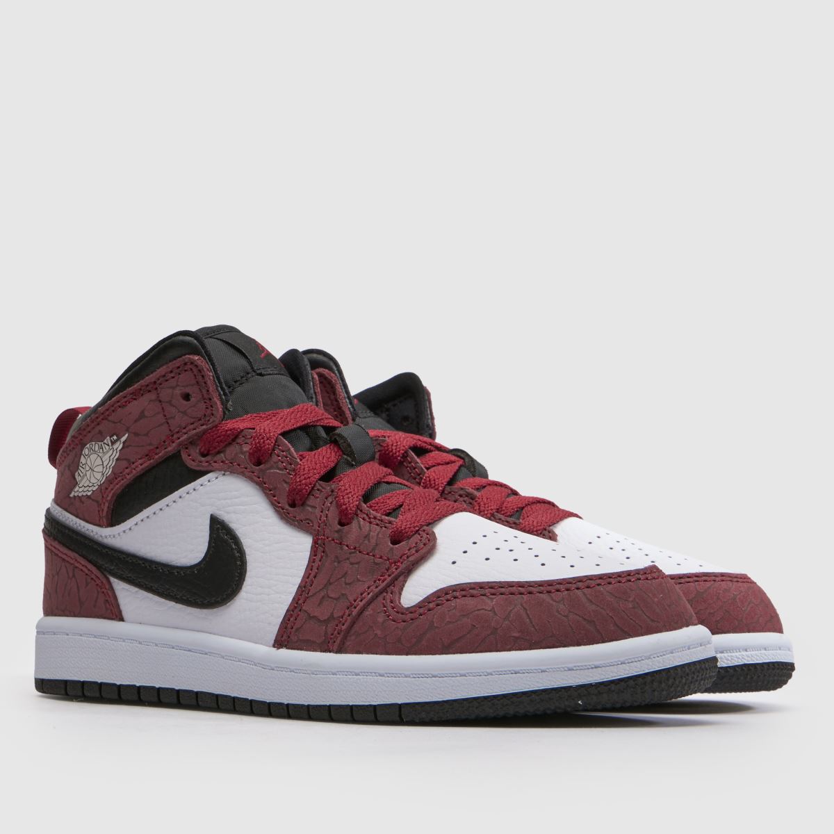 Nike Jordan Air 1 Mid Boys Junior in White & Red Nike Jordan Air 1 Mid 1