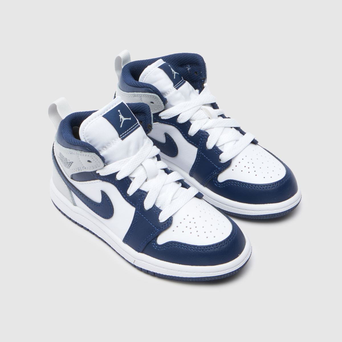 AJ1 MID LOW WHITE NAVY ナイキ　29cm Nike Jordan 1 Mid Boys Junior in White \u0026 Navy