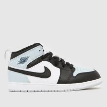 Nike Jordan 1 Mid Boys Junior in Black and blue Nike Jordan 1 Mid,1 of 4