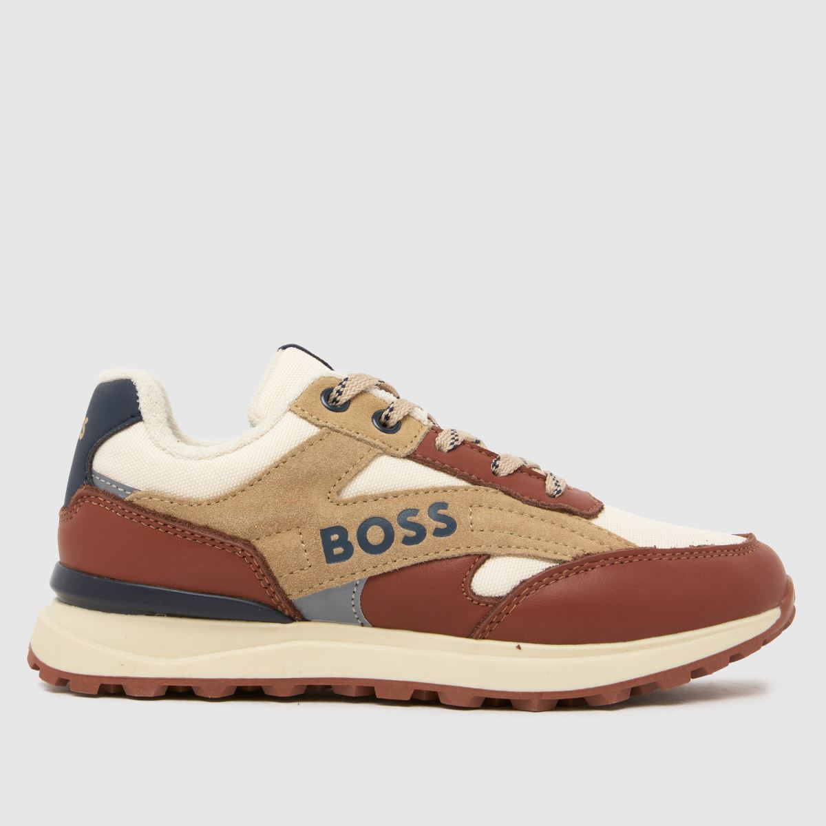 BOSS Beige Multi Runner Boys Junior Trainers