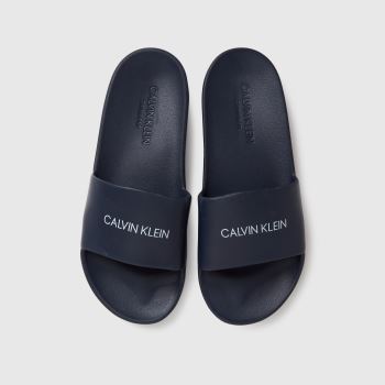 CALVIN KLEIN navy & white slides Boys Youth Sandals CALVIN KLEIN navy & white slides Boys Youth Sandals