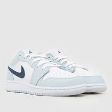 Nike Jordan 1 Low Boys Youth in White & Pl Blue Nike Jordan 1 Low,2 of 4