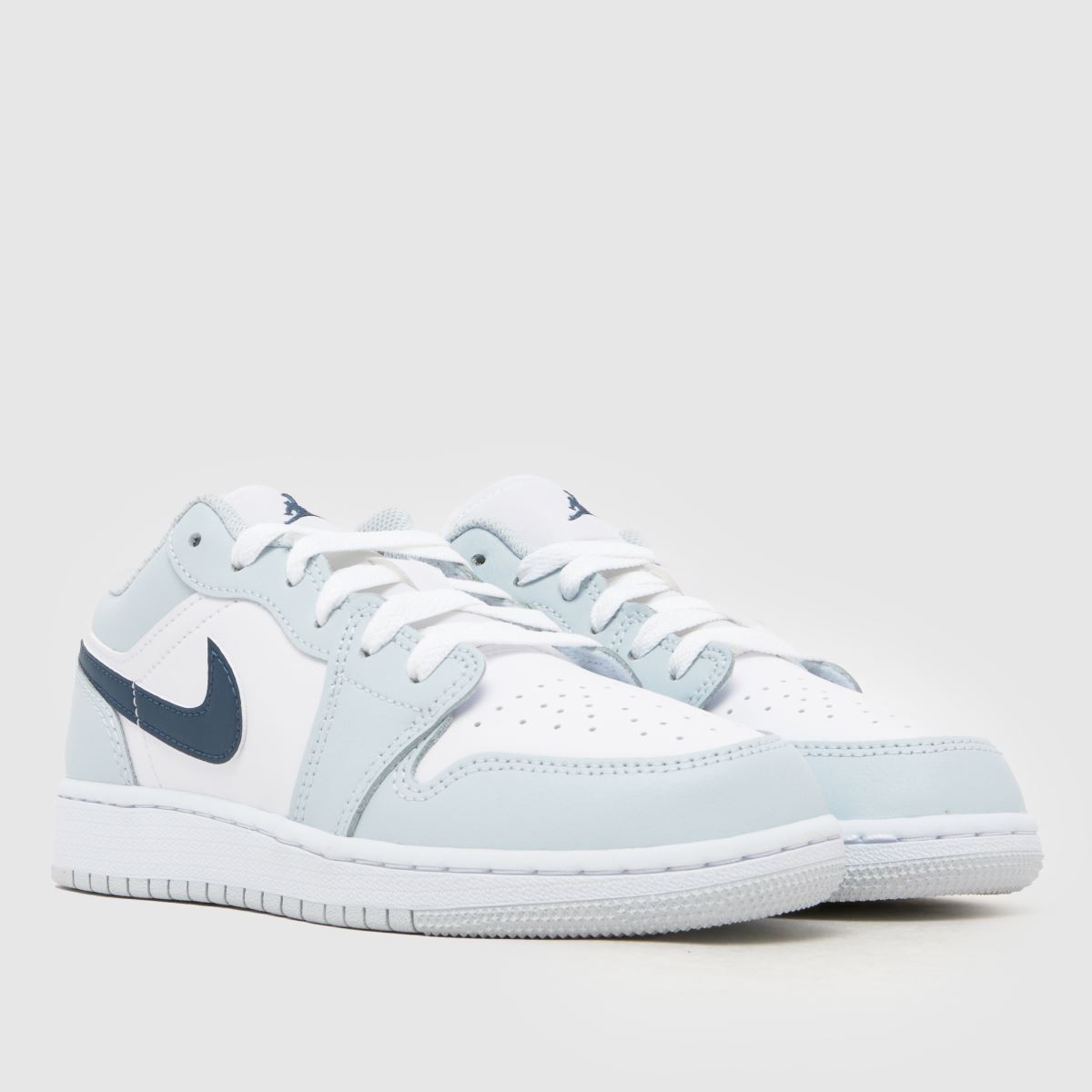 Nike Jordan 1 Low Boys Youth in White & Pl Blue Nike Jordan 1 Low 1