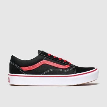 vans black & red comfycush old skool trainers youth vans black & red comfycush old skool trainers youth