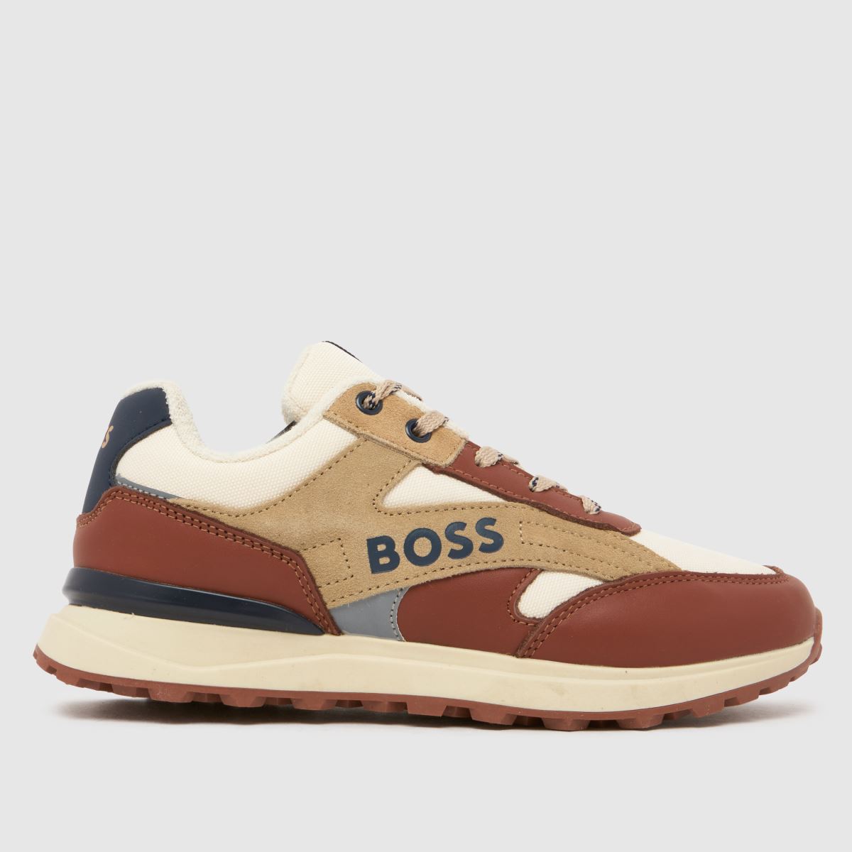 BOSS Beige Multi Runner Boys Youth Trainers