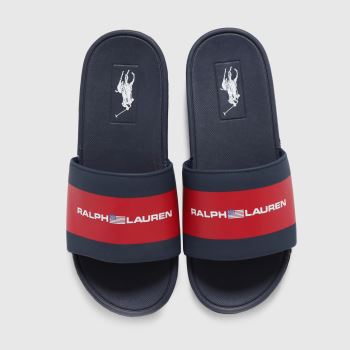 Polo Ralph Lauren navy & red bensley iii sliders youth Polo Ralph Lauren navy & red bensley iii sliders youth