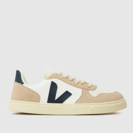 Kids Boys Youth White Navy VEJA V-10 Trainers schuh
