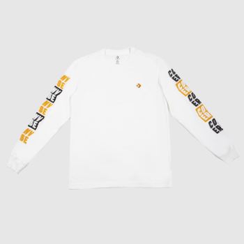clothing Converse white & orange graphic long sleeve tee clothing Converse white & orange graphic long sleeve tee