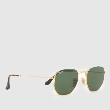 Ray-Ban Gold Metal Hexagonal Sunglasses Sunglasses