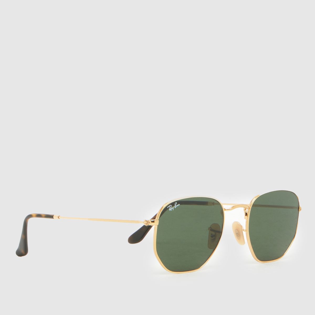 Image of Ray-Ban Metal Hexagonal Sunglasses in Gold & Green, Size: 51mm