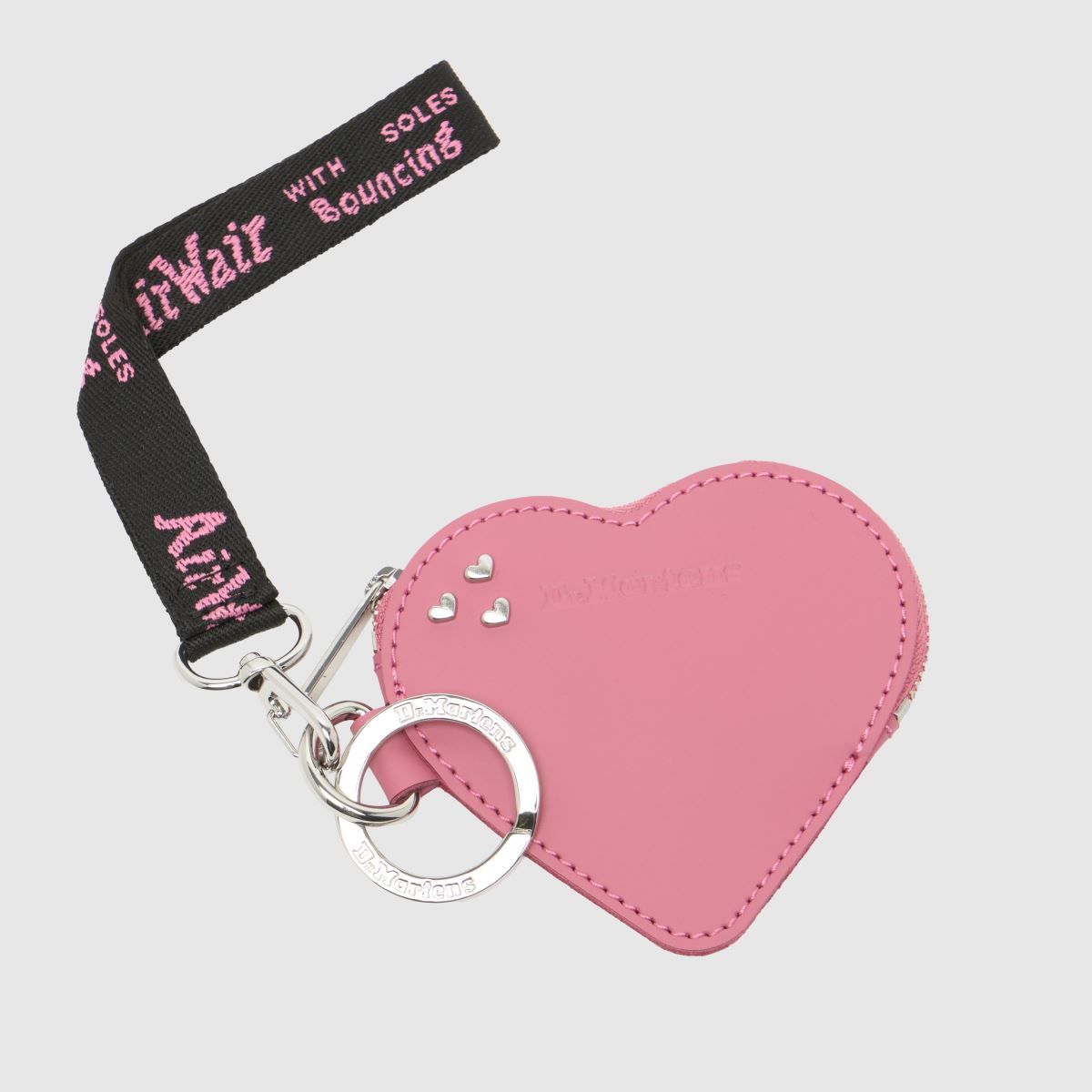 Dr Martens Heart Purse Bag Charm in Pink & Black, Printed, Leather