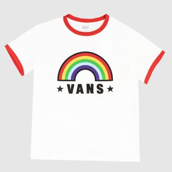 clothing Vans white & red girls rainbow patch clothing Vans white & red girls rainbow patch