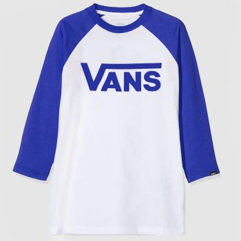 clothing Vans white & blue boys classic raglan tee clothing Vans white & blue boys classic raglan tee