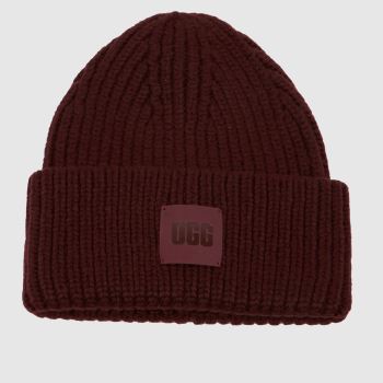 UGG Burgundy Chunky Rib Beanie Caps and Hats