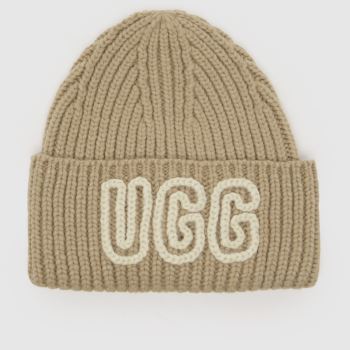 UGG Beige Multi Chunky Crafted Rib Beanie Caps and Hats