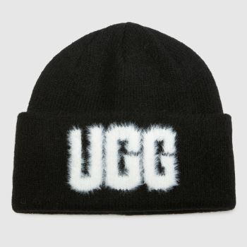 UGG Black Logo Beanie Caps and Hats