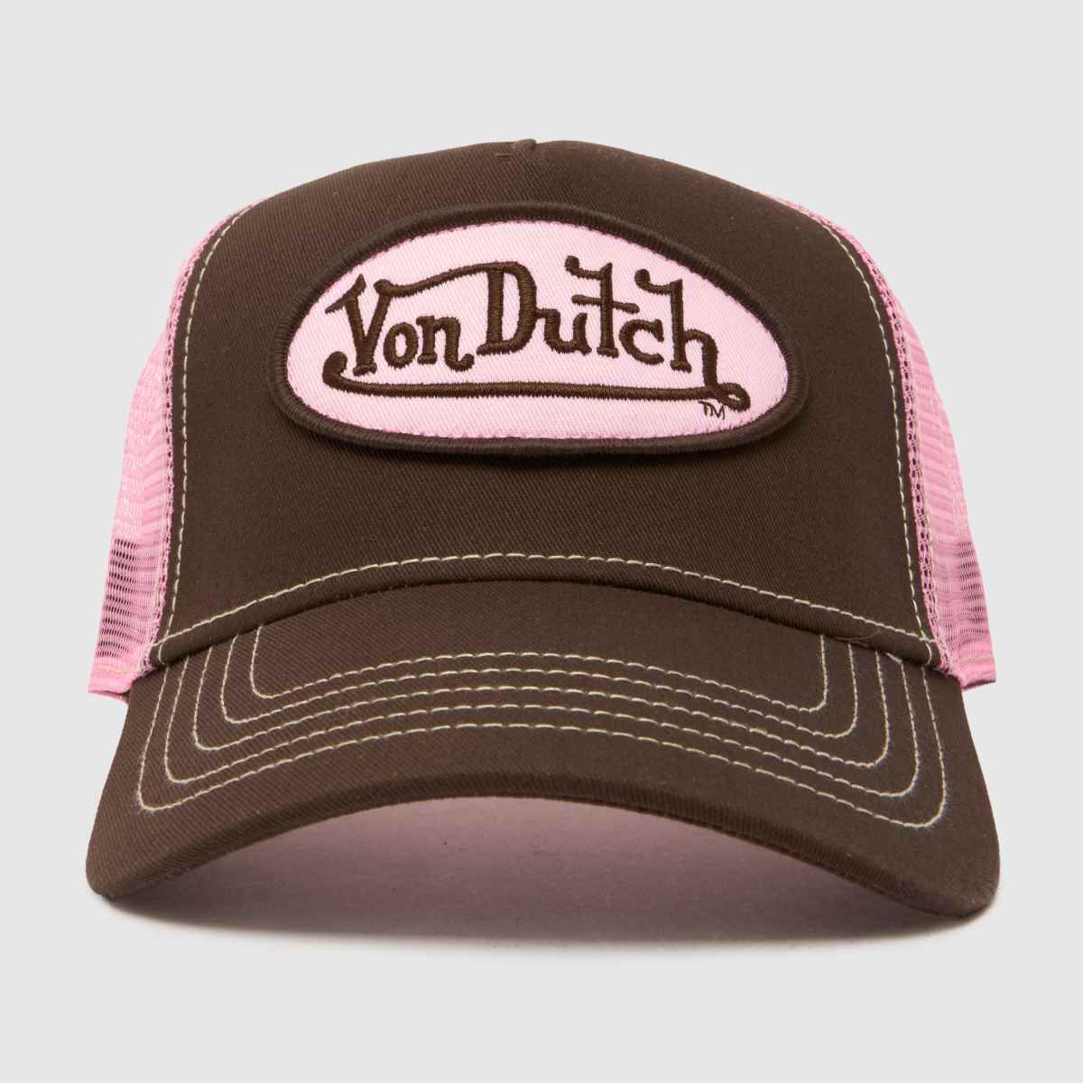 Von Dutch Contrast Trucker Cap in Brown Multi Von Dutch Contrast Trucker Cap