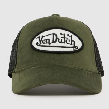 Von Dutch Black & Green Velvet Trucker Cap Caps and Hats