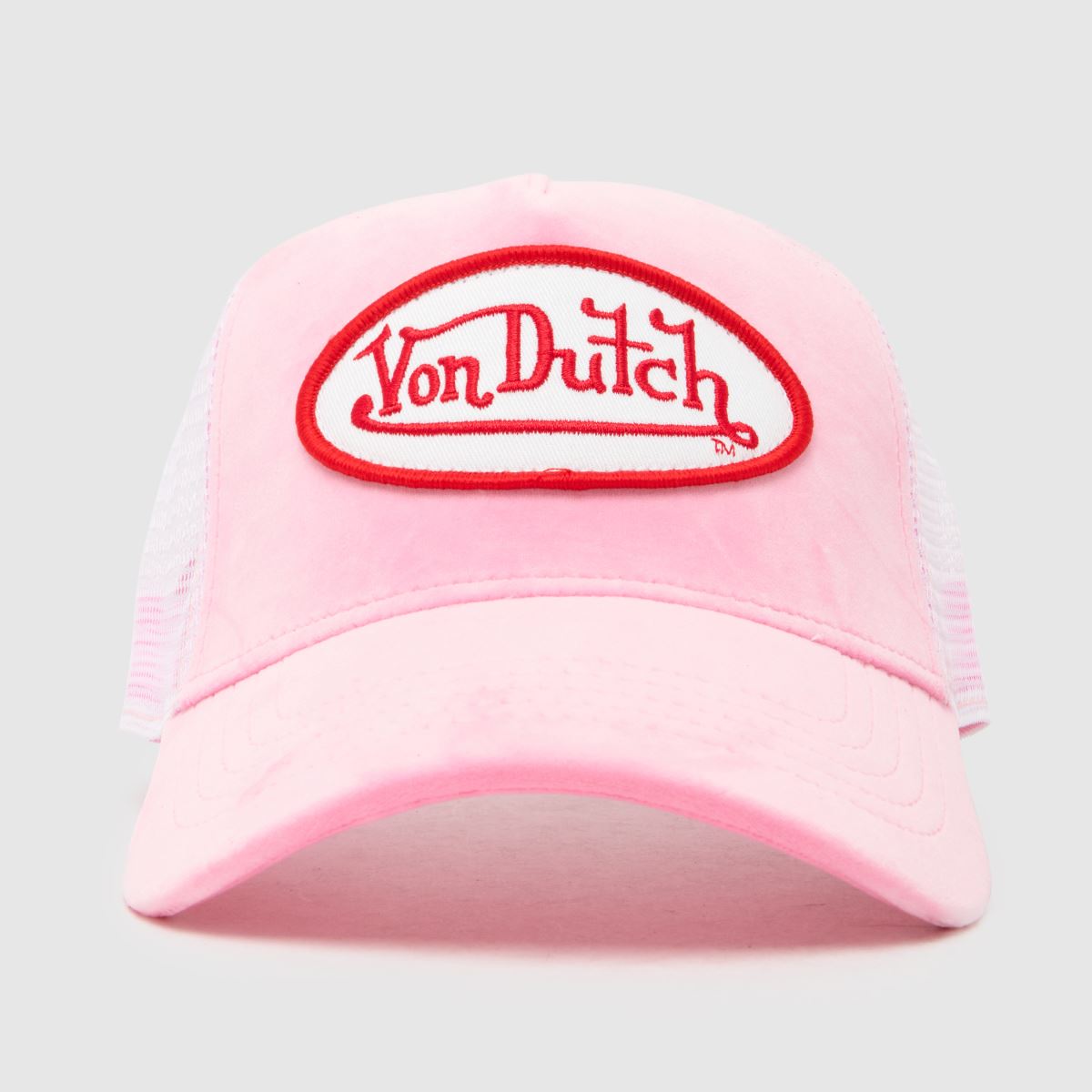 Von Dutch Unisex Pink/White Trucker Cap In & Velvet & Mesh