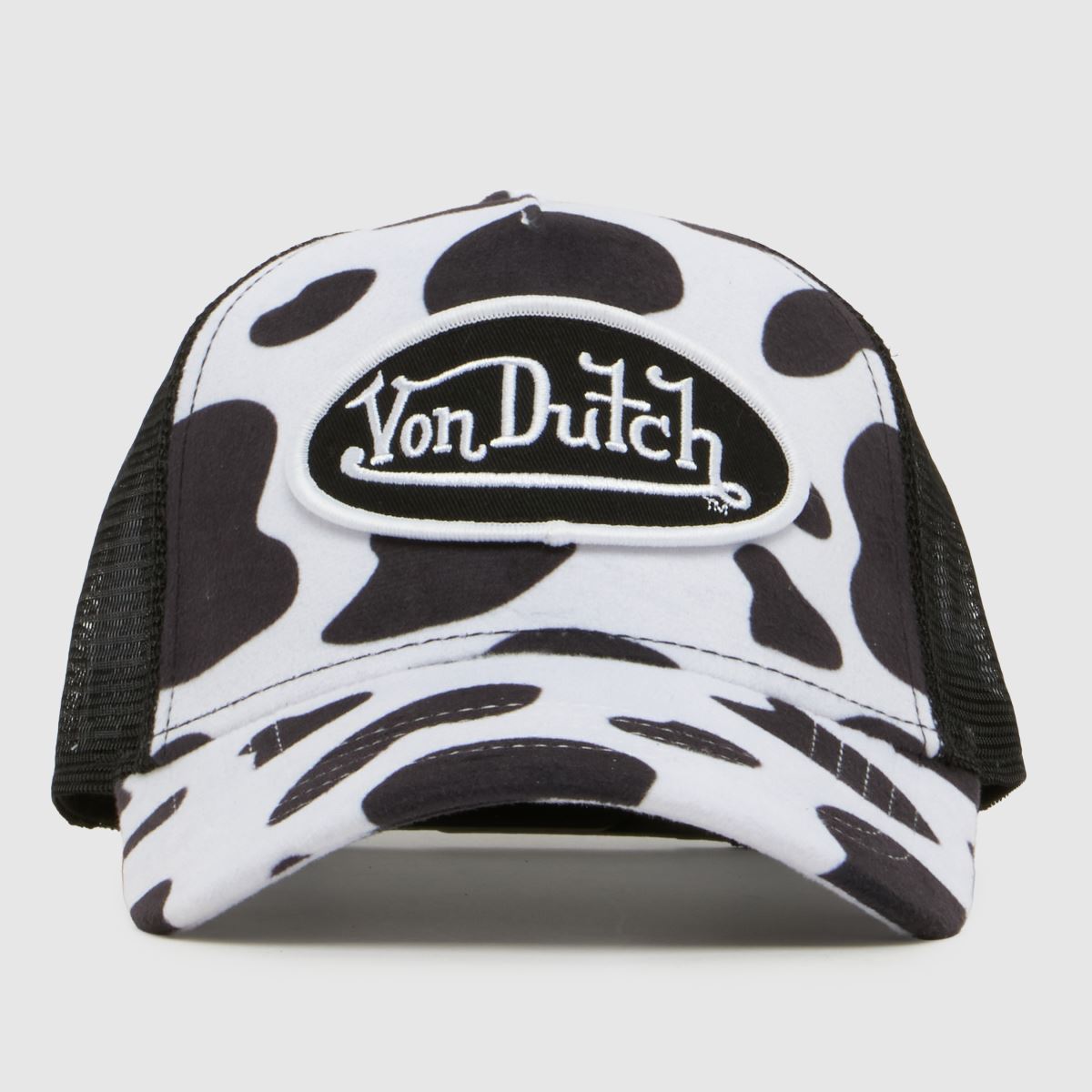 Von Dutch Black & White Cow Print Trucker Cap