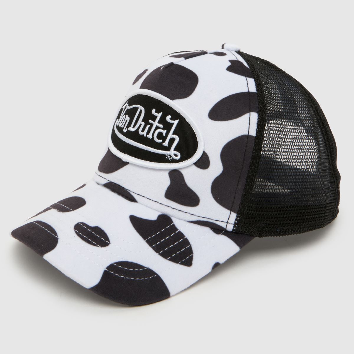 Von Dutch Cow Print Trucker Cap in Black & White Von Dutch Cow Print Trucker Cap 1