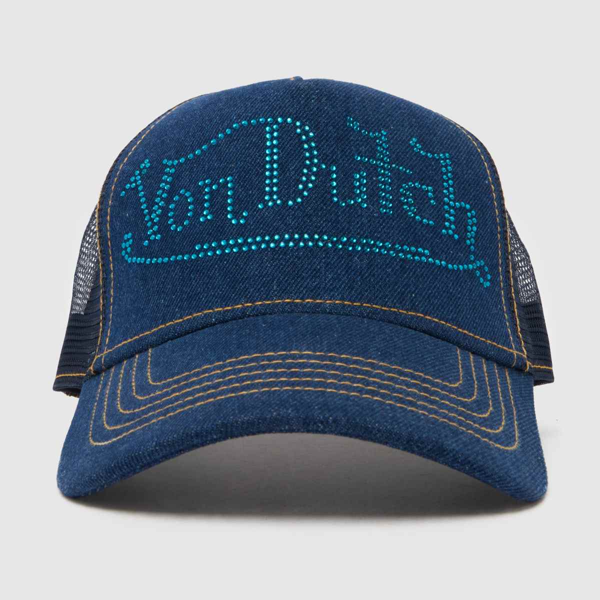 Von Dutch Unisex Navy Trucker Cap In Cotton