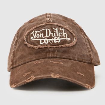 Von Dutch Brown Multi Distressed Denim Cap Caps and Hats