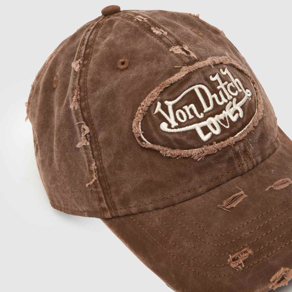 Von Dutch Distressed Denim Cap in Brown Multi Von Dutch Distressed Denim Cap 1