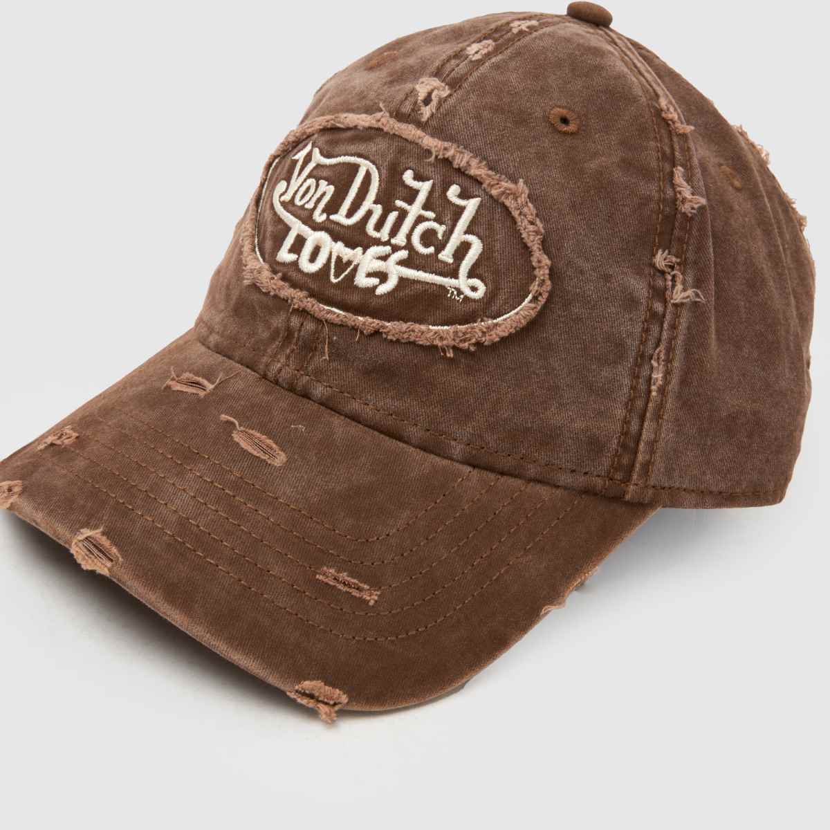Von Dutch Distressed Denim Cap in Brown Multi Von Dutch Distressed Denim Cap 4