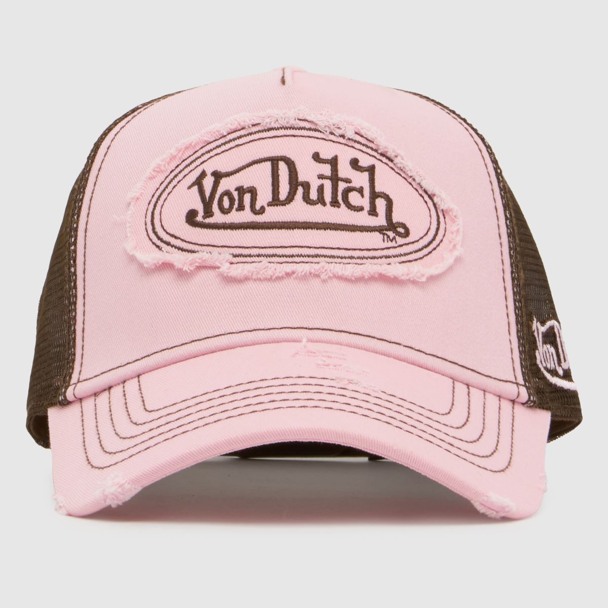 Von Dutch Pink Multi Distressed Trucker Cap