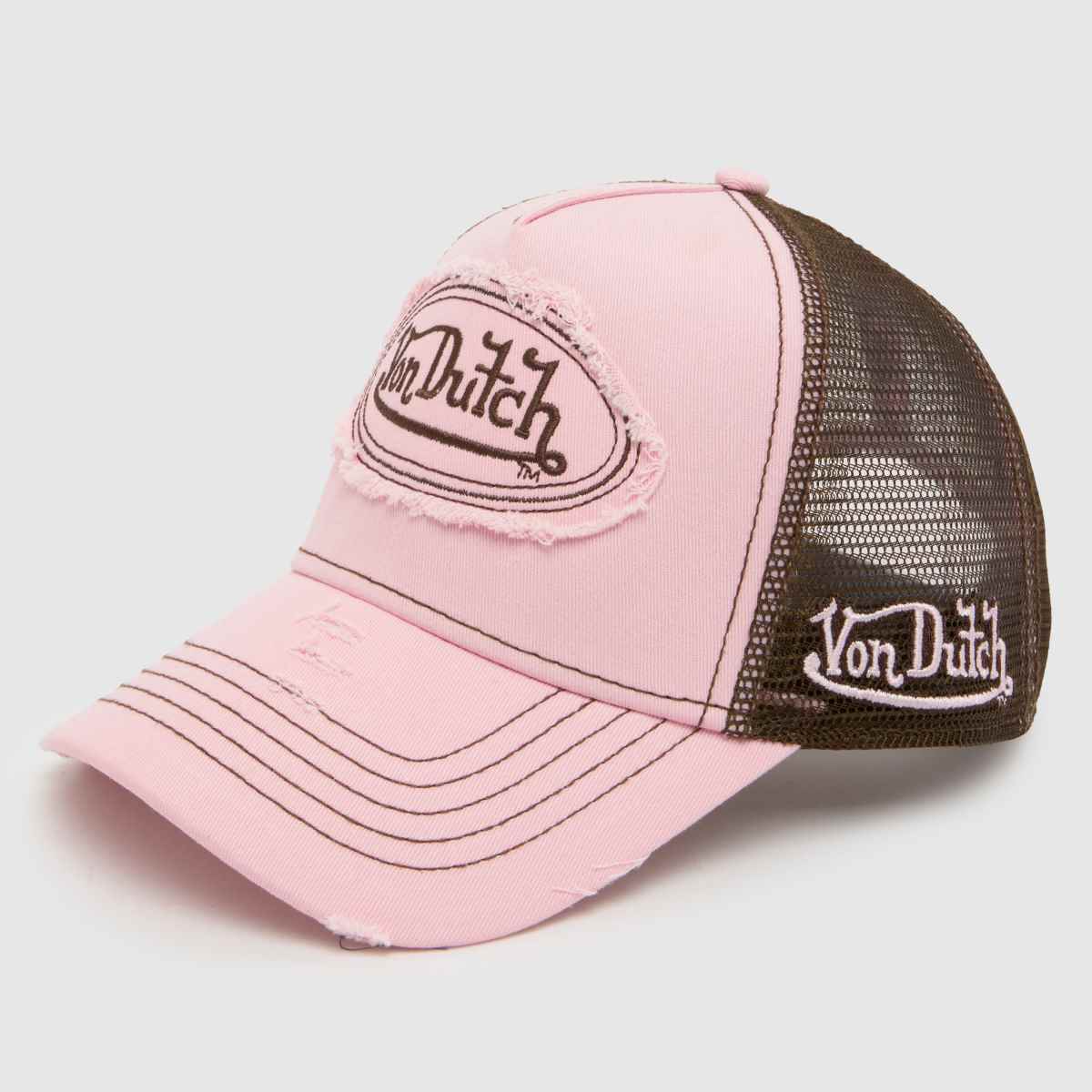 Von Dutch Distressed Trucker Cap in Pink Multi Von Dutch Distressed Trucker Cap 1