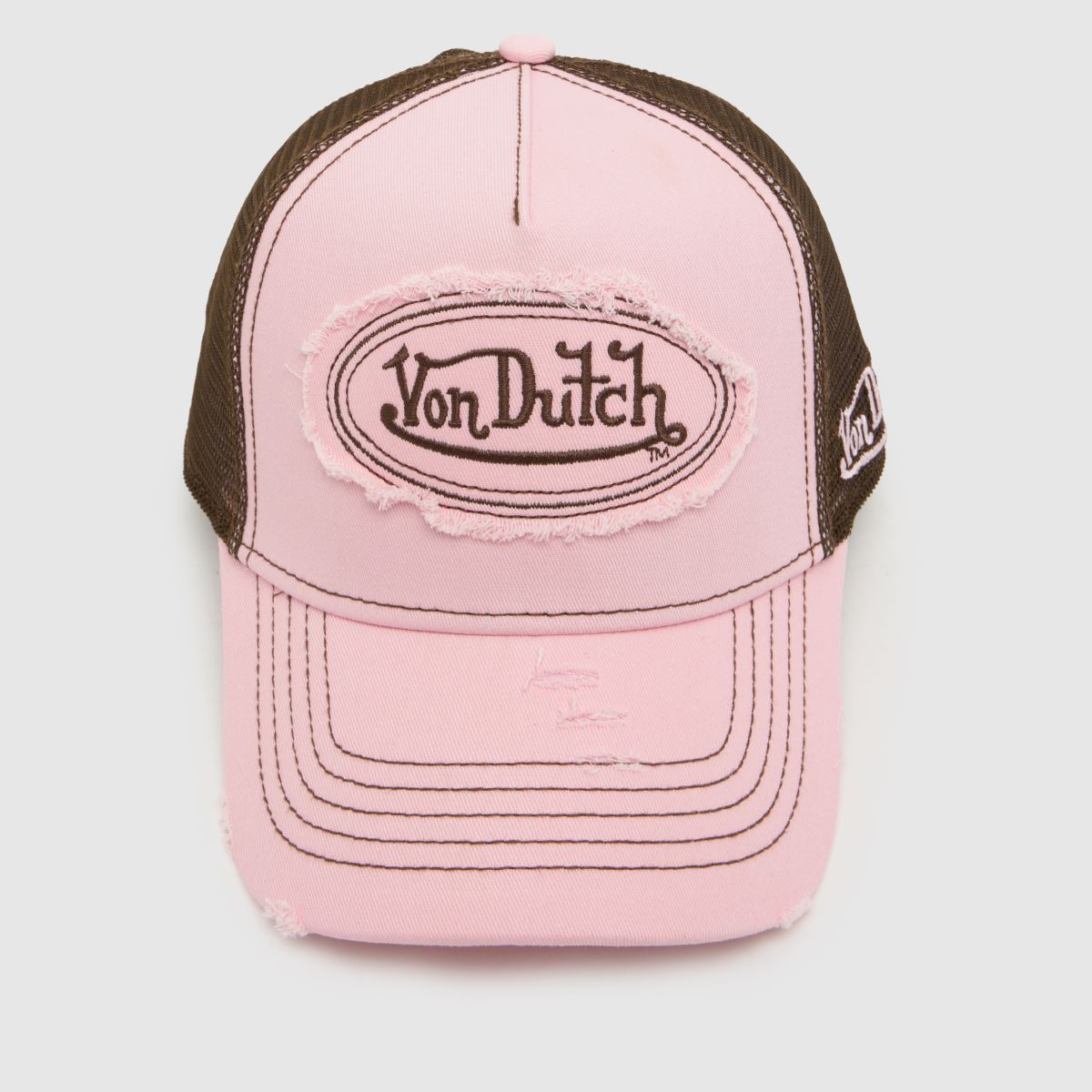 Von Dutch Distressed Trucker Cap in Pink Multi Von Dutch Distressed Trucker Cap 4