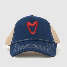 Von Dutch Blue Denim & Red Heart Cap in Navy Multi Von Dutch Blue Denim & Red Heart Cap,1 of 4