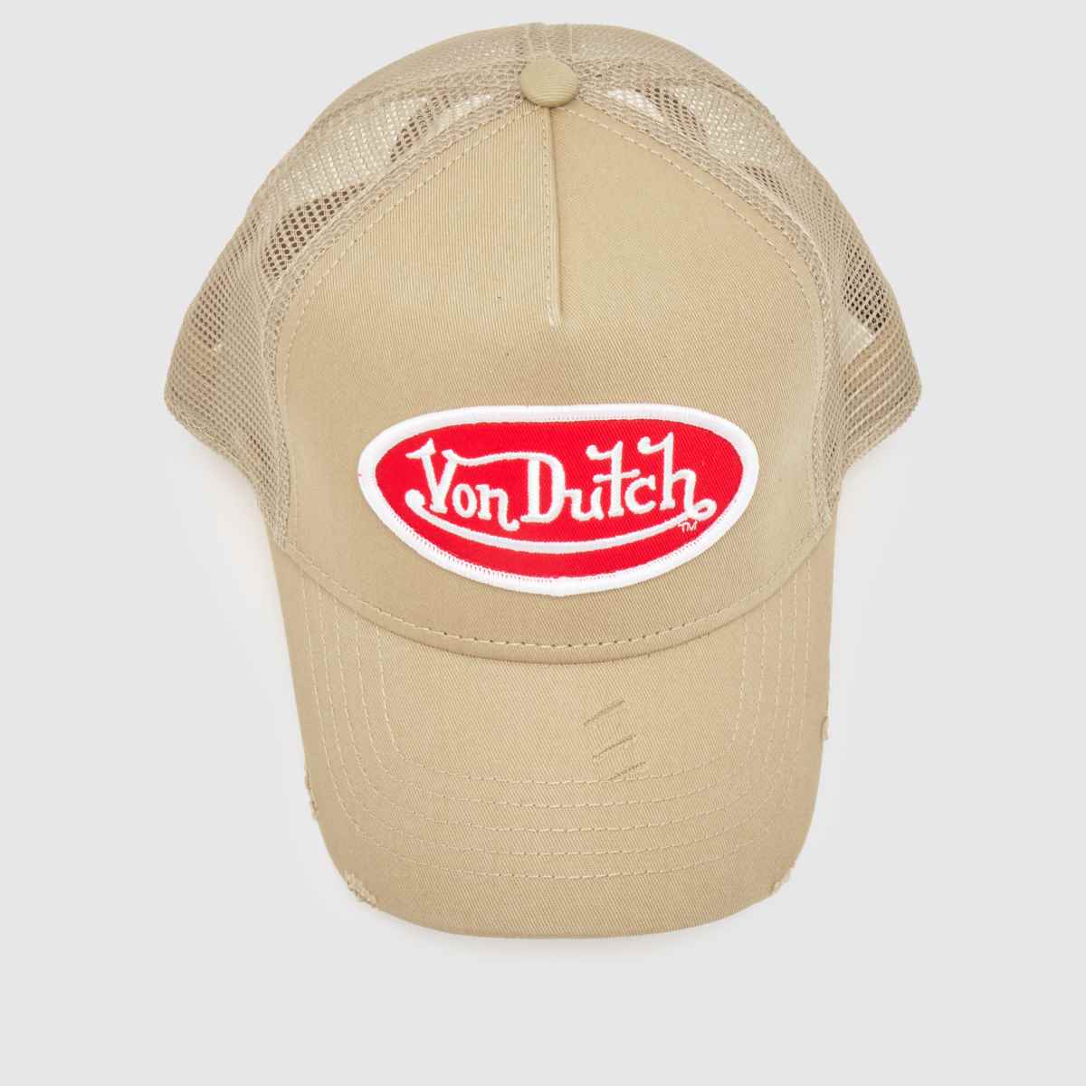 Von Dutch Distressed Trucker Cap in Beige Multi Von Dutch Distressed Trucker Cap 4