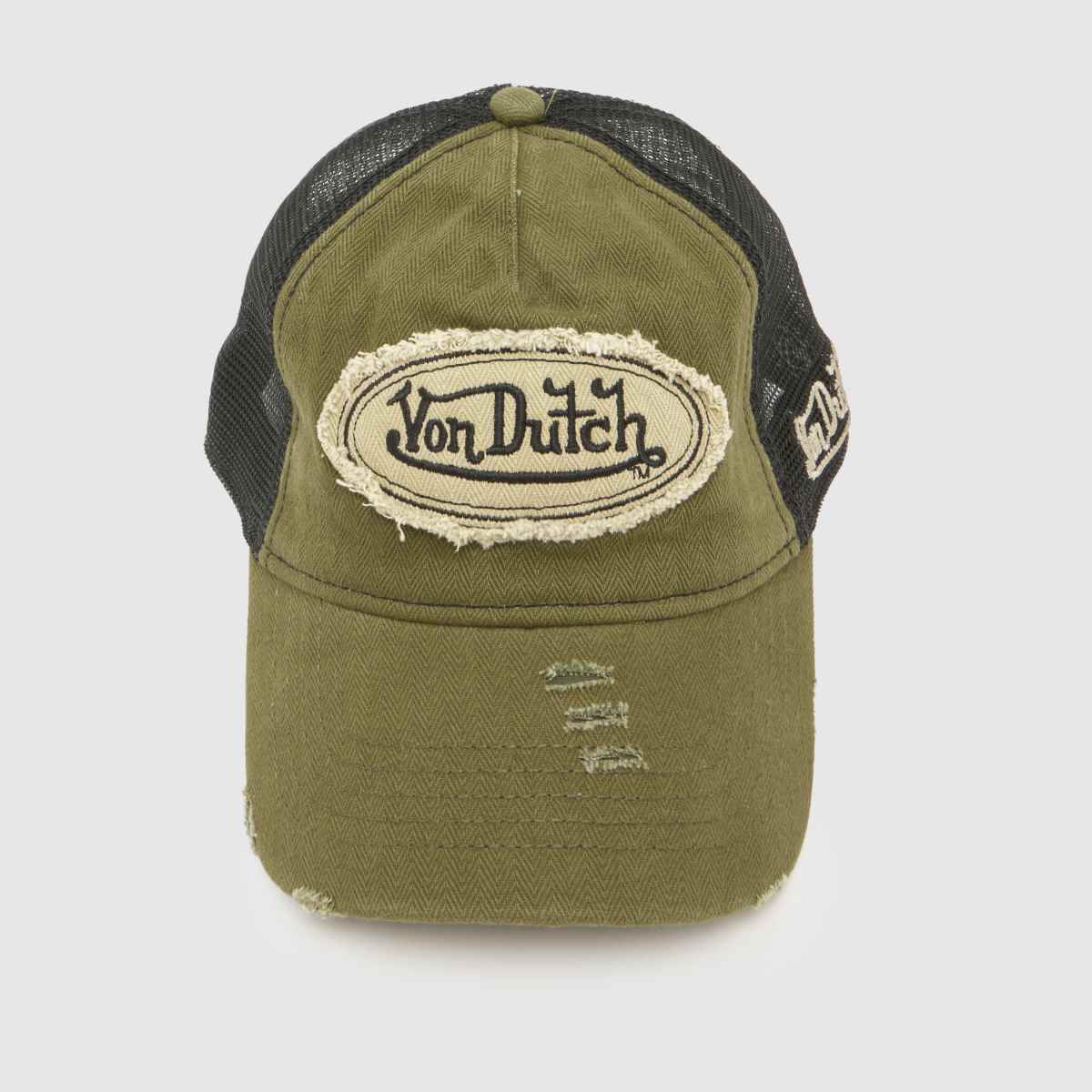 Von Dutch Distressed Trucker Cap in Green Multi Von Dutch Distressed Trucker Cap 1