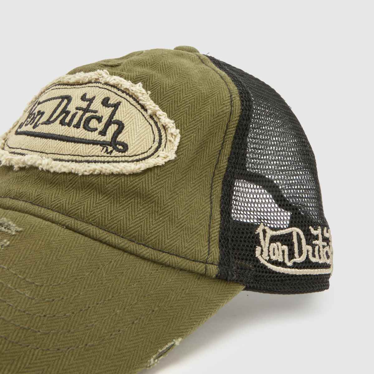 Von Dutch Distressed Trucker Cap in Green Multi Von Dutch Distressed Trucker Cap 4