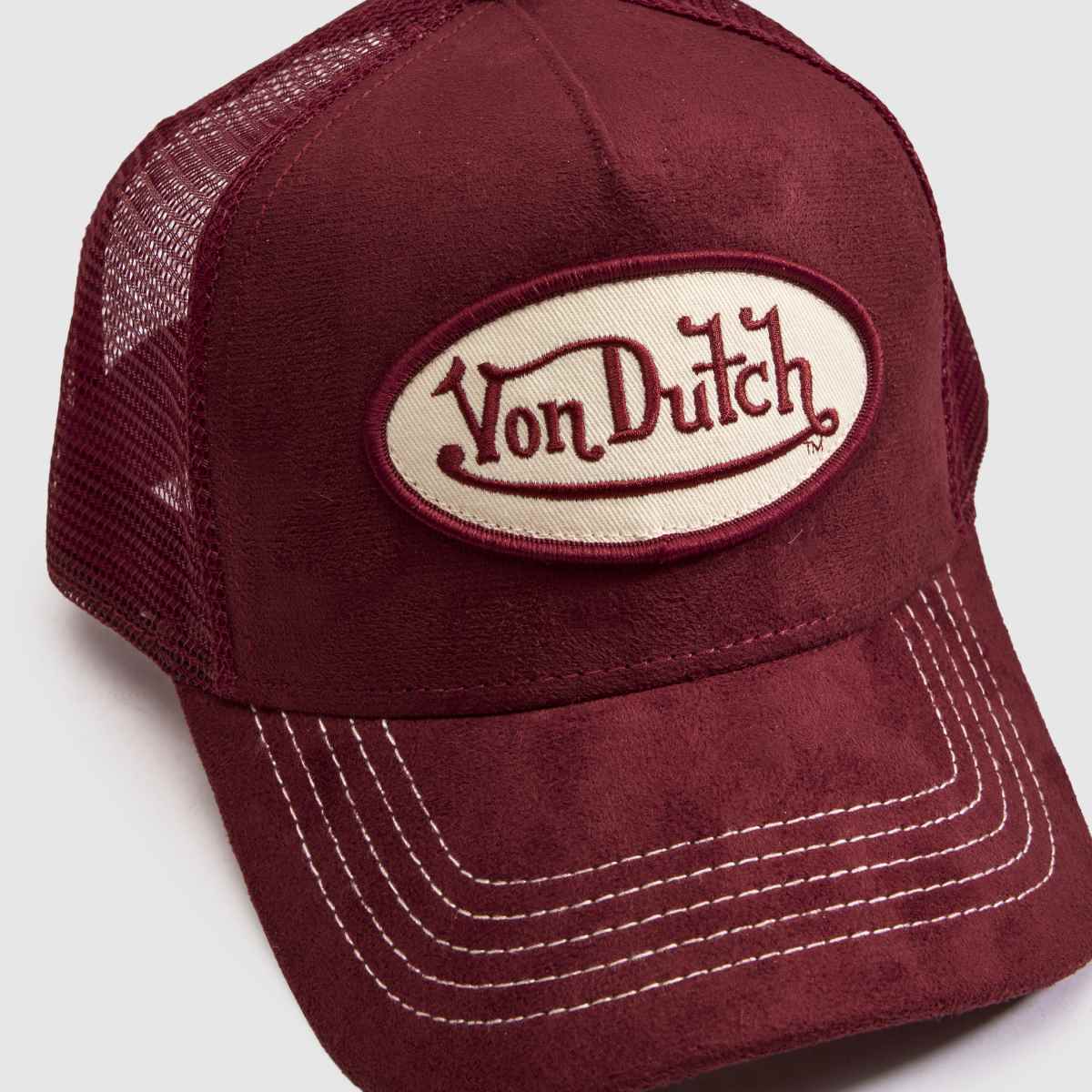 Von Dutch Suede Effect Trucker Cap in Red Von Dutch Suede Effect Trucker Cap 1