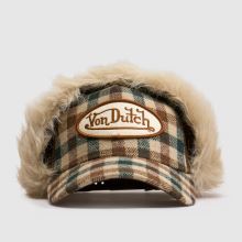 Von Dutch Check Trapper Cap in Brown Multi Von Dutch Check Trapper Cap,1 of 4