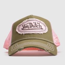 Von Dutch Distressed Trcuker Cap in Green Multi Von Dutch Distressed Trcuker Cap,1 of 4