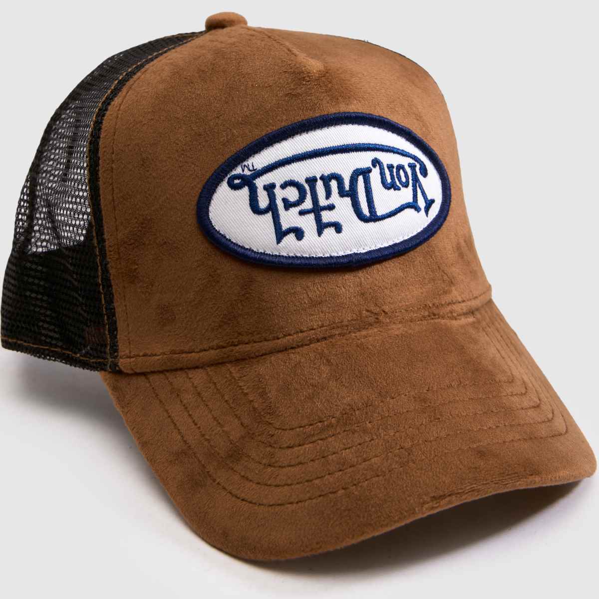 Von Dutch Velvet Trucker Cap in Brown Von Dutch Velvet Trucker Cap 1