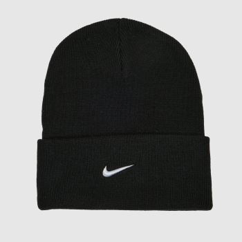 Nike Black & White Swoosh Beanie Caps and Hats