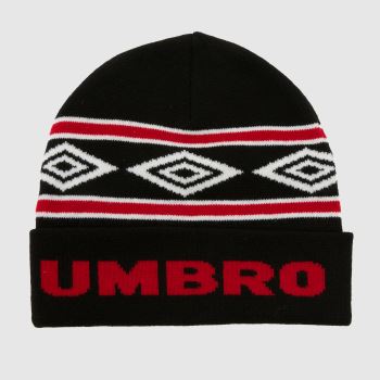 UMBRO Black Multi Diamond Intarsia Beanie Caps and Hats