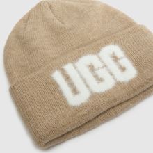 UGG Fuzzy Logo Beanie in White & Beige UGG Fuzzy Logo Beanie,3 of 4