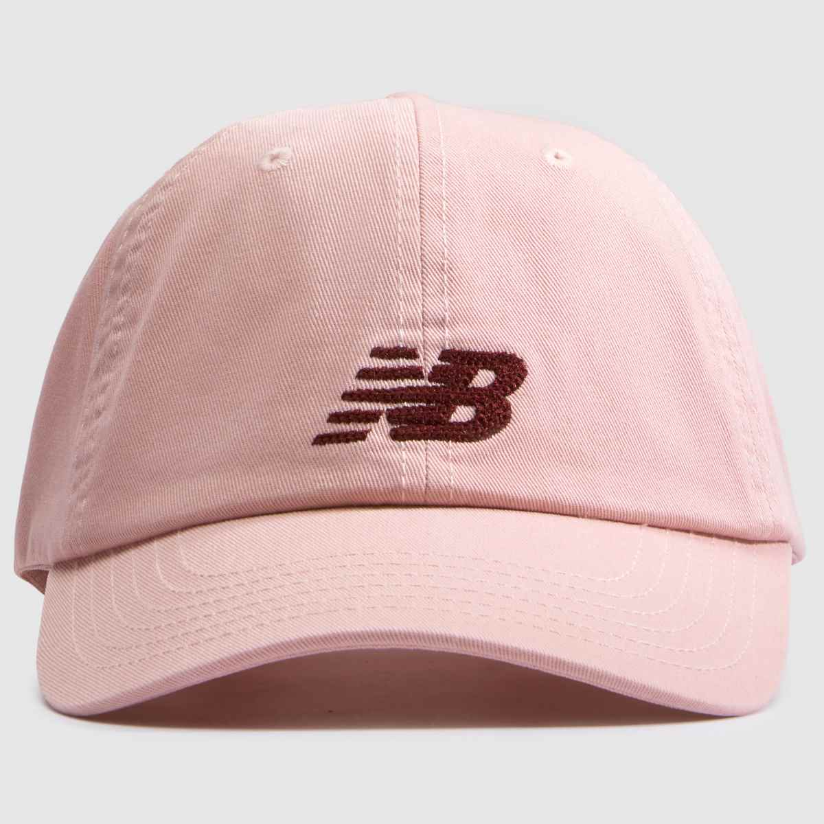 New Balance 6 Panel Chain Stitch Logo Cap in Pale Pink New Balance 6 Panel Chain Stitch Logo Cap