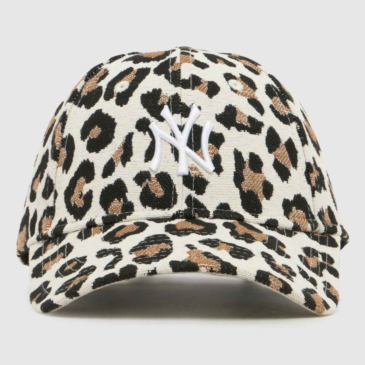 New Era 9FORTY Midi Cap in Cream & Brown, Leopard Print, Fabric