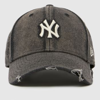 New Era Black 9FORTY Denim Distressed Cap Caps and Hats
