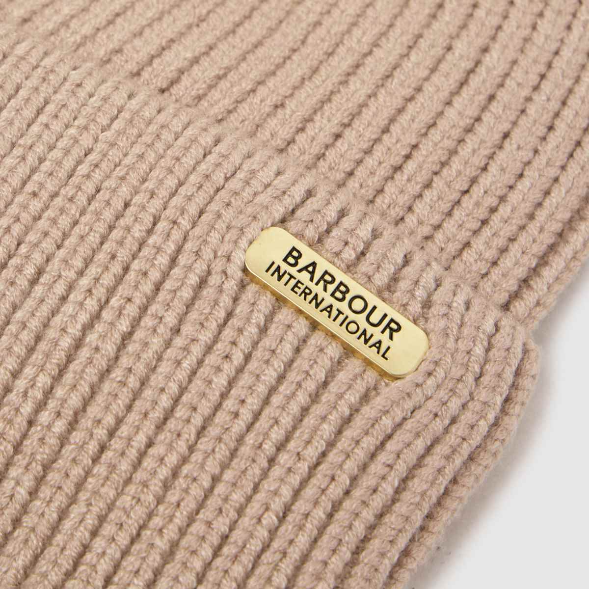 Barbour Mallory Pom Beanie Hat in Beige Barbour Mallory Pom Beanie Hat 1
